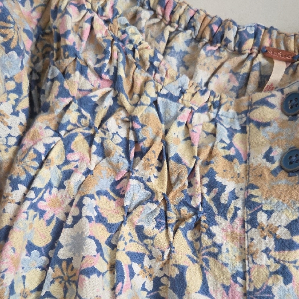 Free People Women's James Smock Top, Chambray Combo - Picture 4 of 16